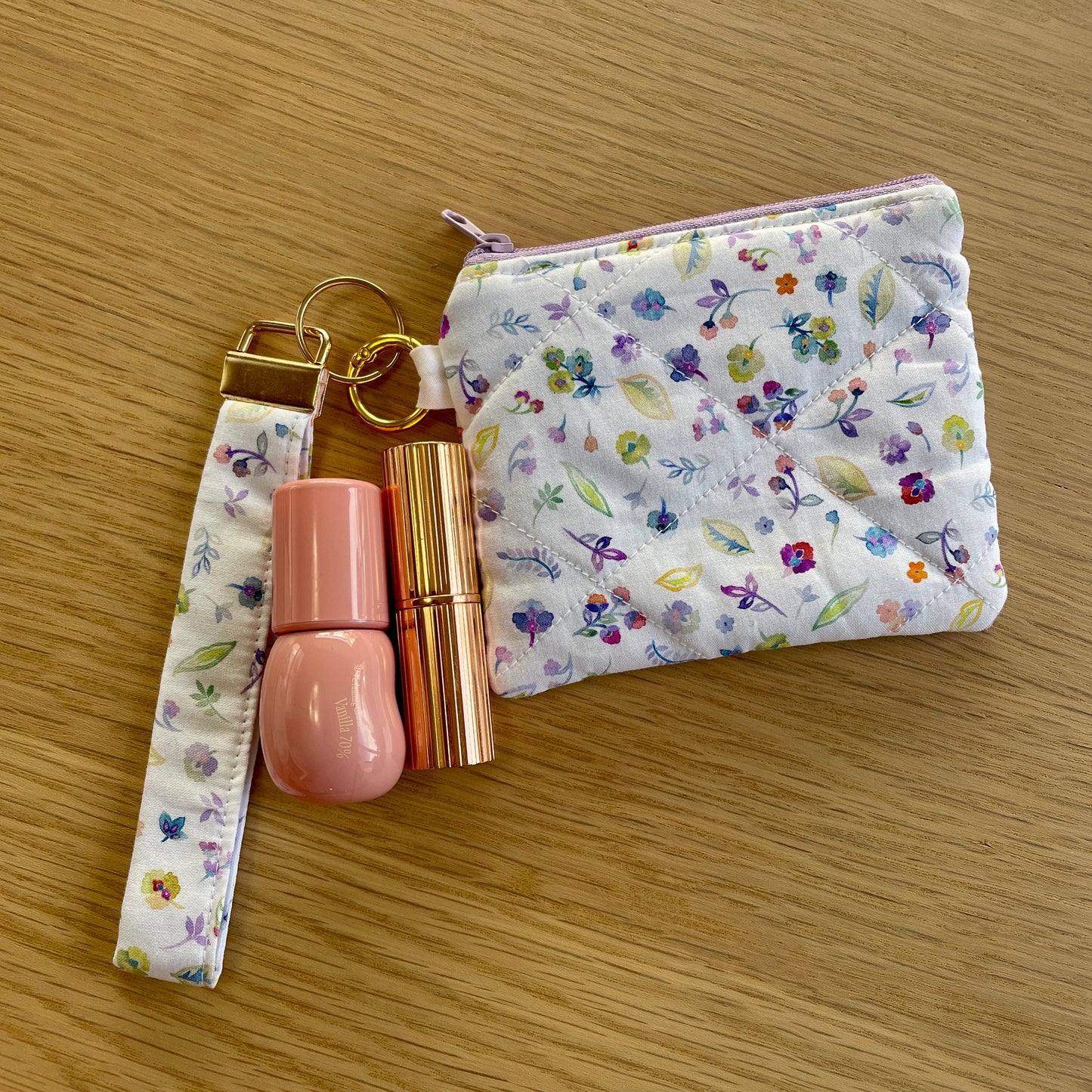 Handmade Purple Floral Quilted Wallet & Wrislet | Small Batch Calgary Made