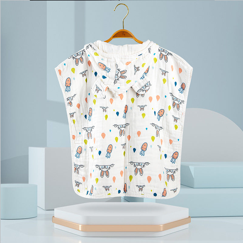 Muslin Cotton Hooded Baby Kids Towel Swim Bathrobe