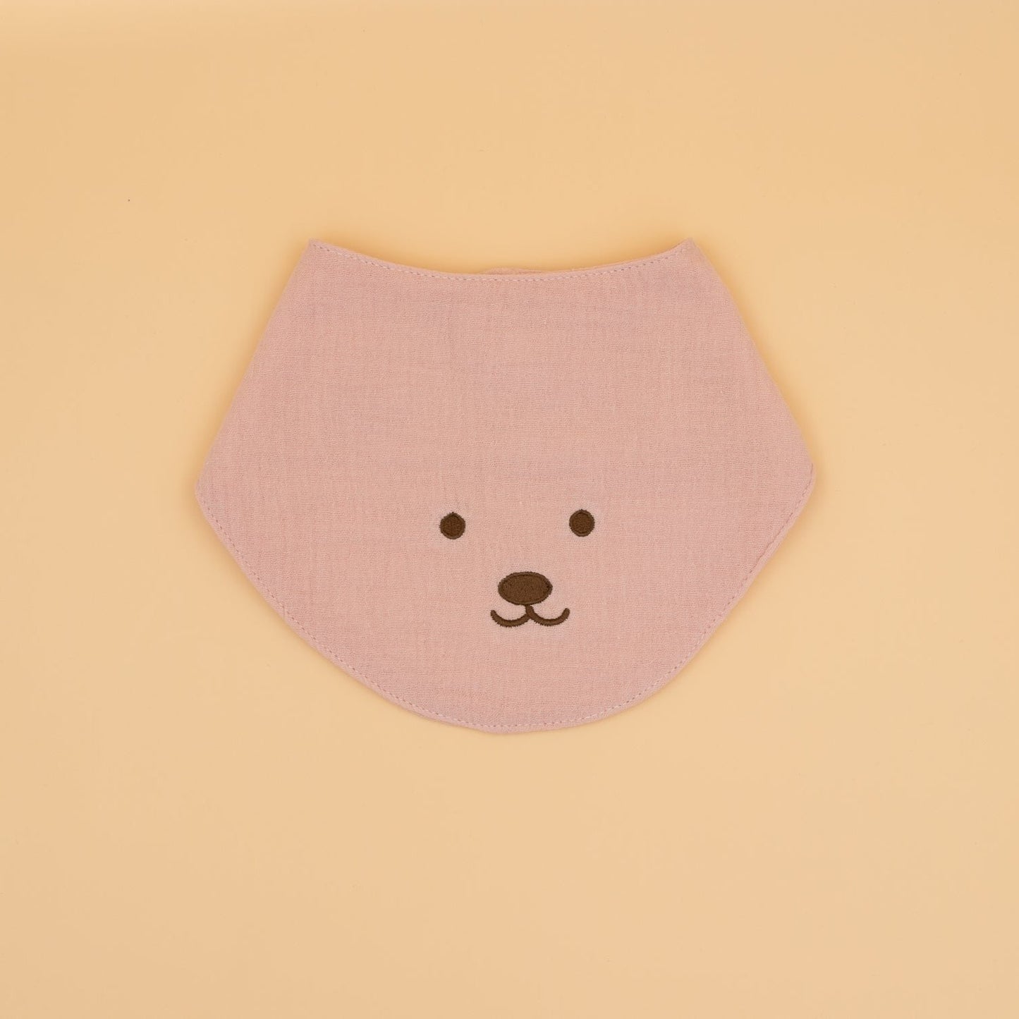 Embroidered Bear Muslin Bandana Baby Bib