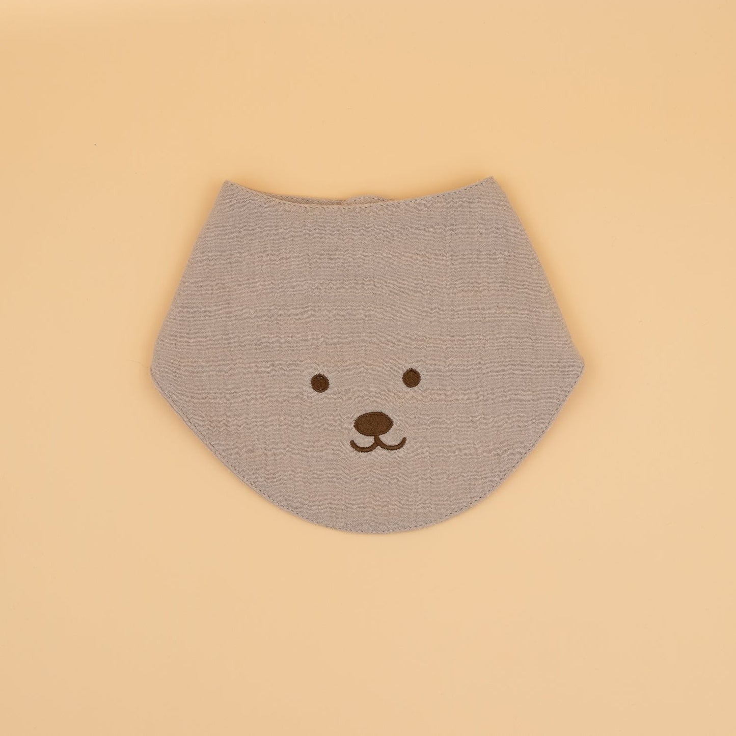 Embroidered Bear Muslin Bandana Baby Bib