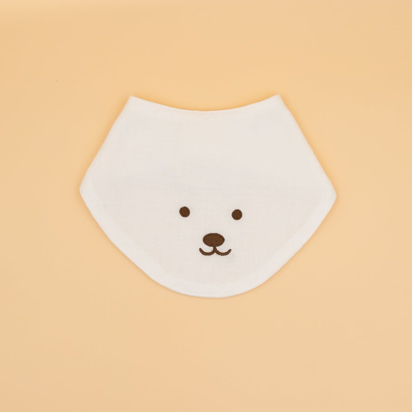 Embroidered Bear Muslin Bandana Baby Bib