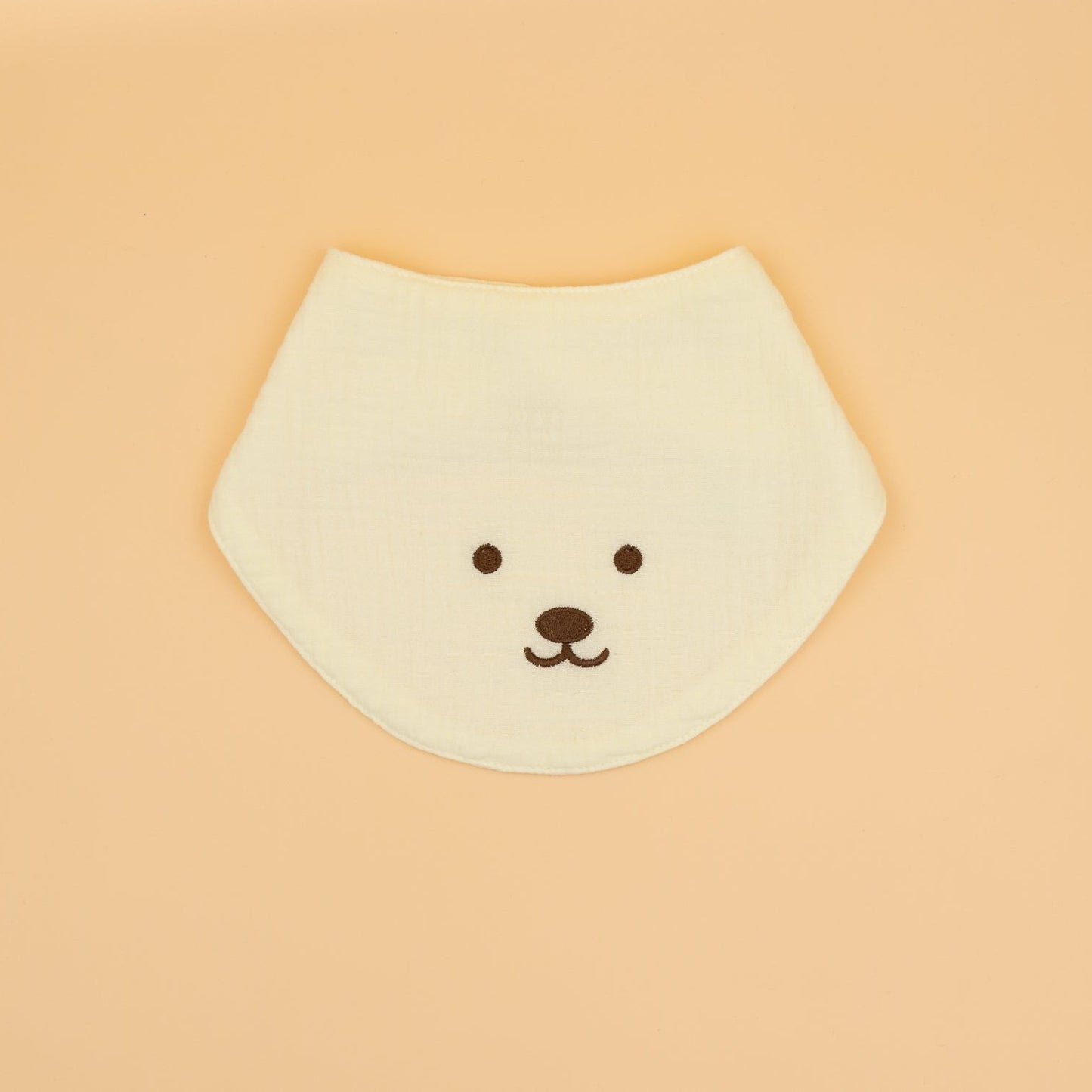 Embroidered Bear Muslin Bandana Baby Bib