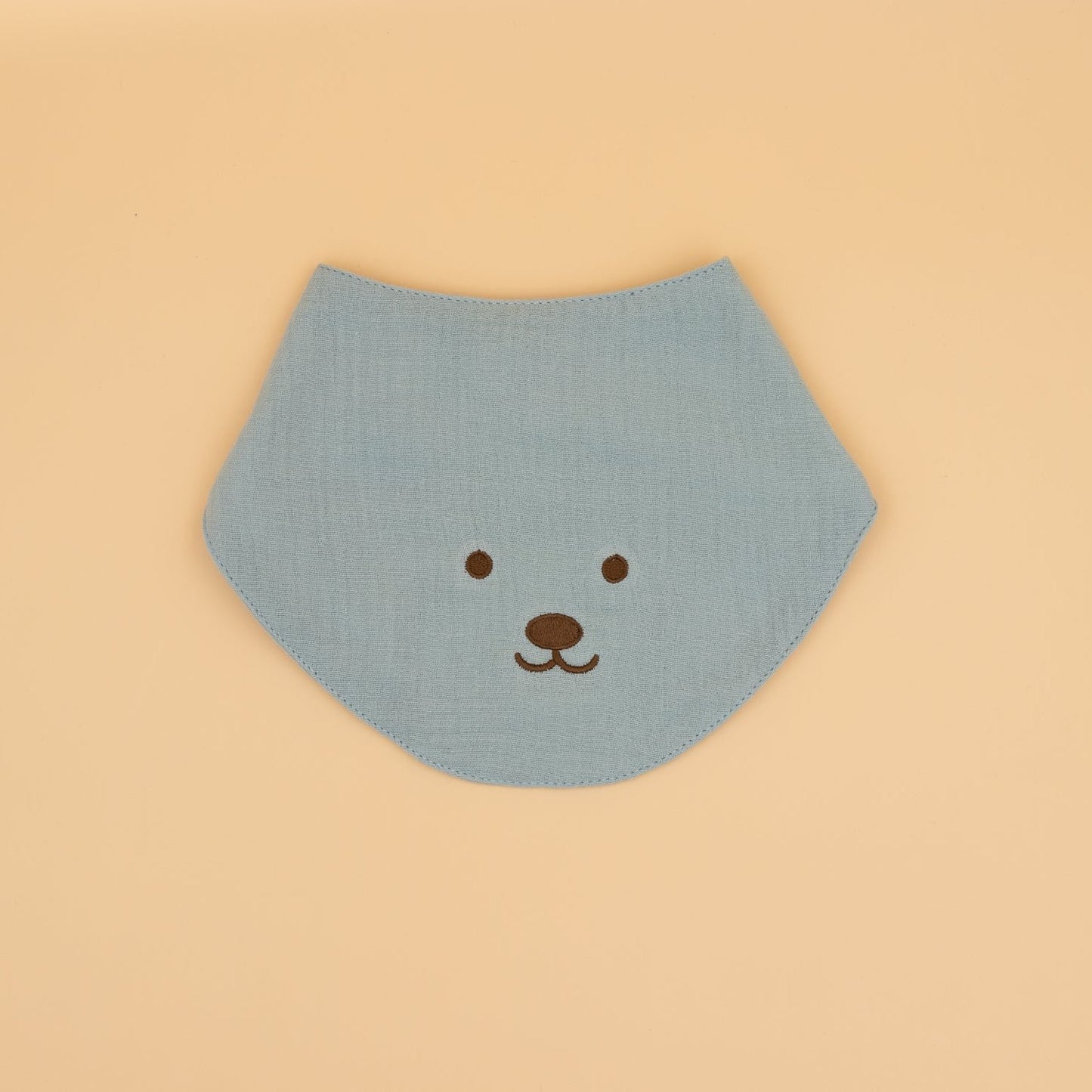 Embroidered Bear Muslin Bandana Baby Bib