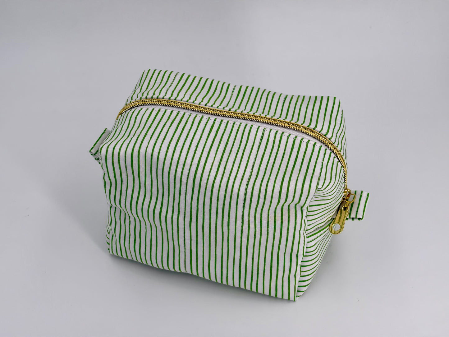 Green Stripes Handmade Quilted Boxy Bag