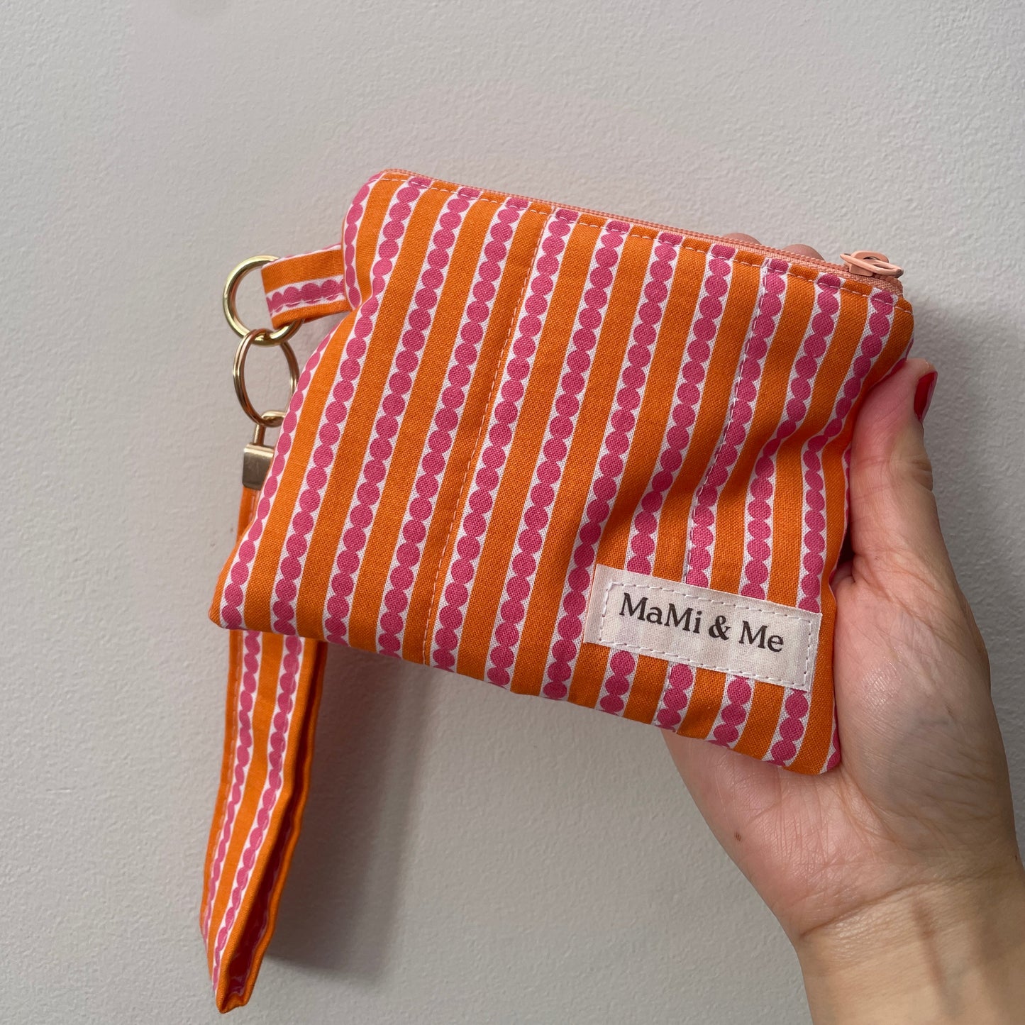 Quilted Mid Modern Wallet & Wrislet | Handmade Cotton Zipper Pouch