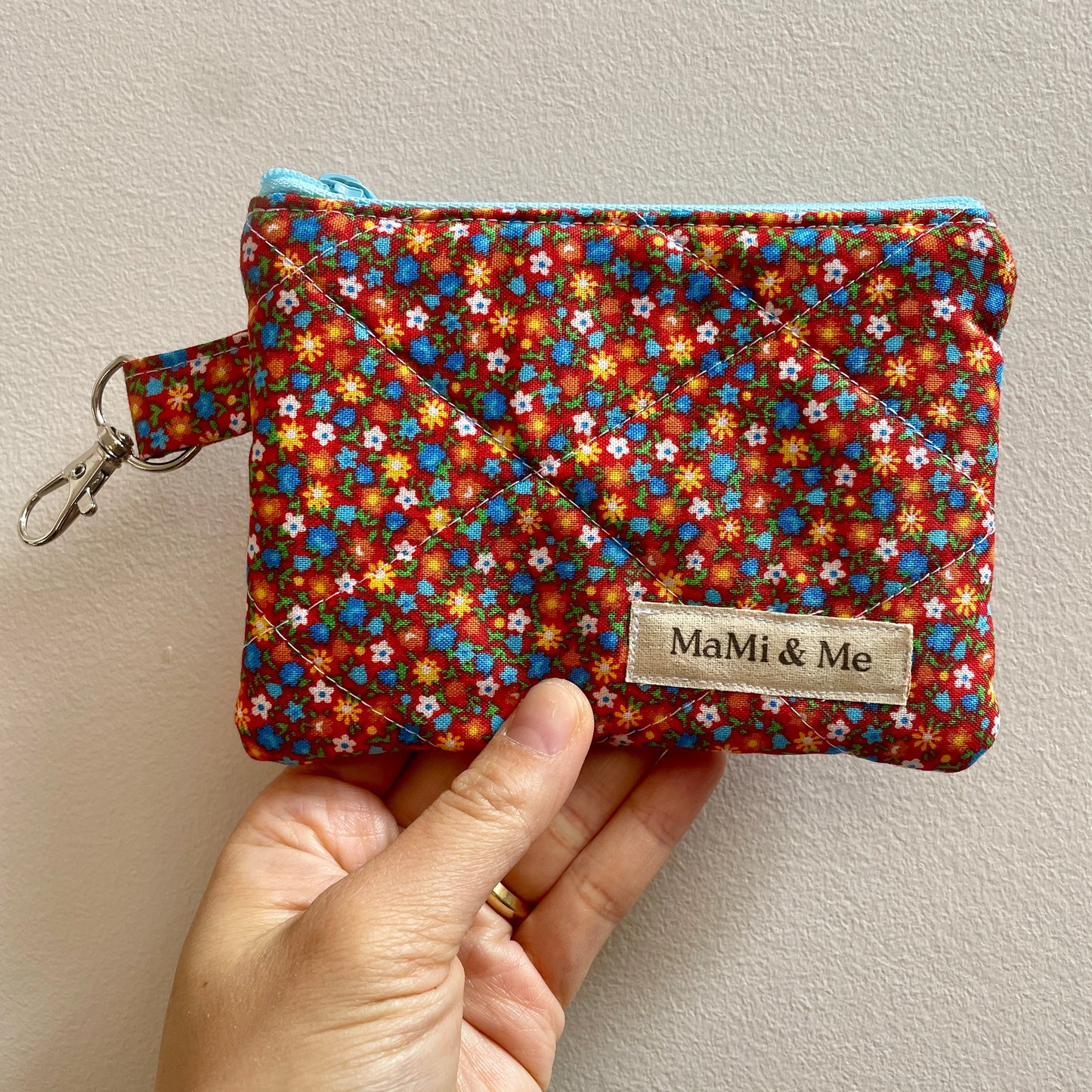 Retro Picnic Quilted Wallet & Wrislet | Handmade Cotton Zipper Pouch