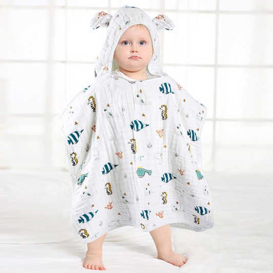 Muslin Cotton Hooded Baby Kids Towel Swim Cover Up