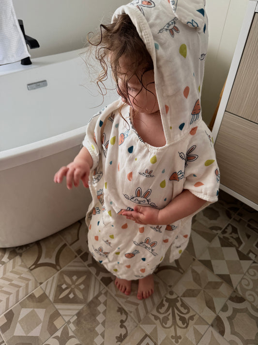 Muslin Cotton Hooded Baby Kids Towel/ Bathrobe